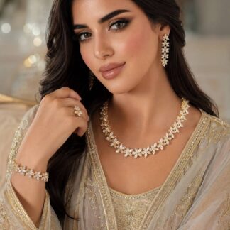 Zoey Bridal Gold Full Set in High Quality Zircon Stone Rhodium Plated
