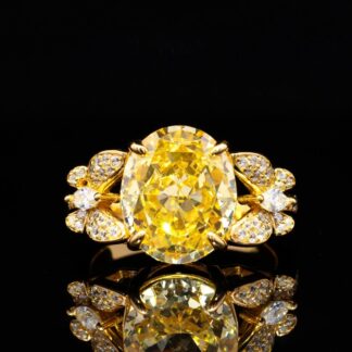 Maysun Yellow Gold-Plated Ring in 925 Silver with Premium Simulated Diamonds