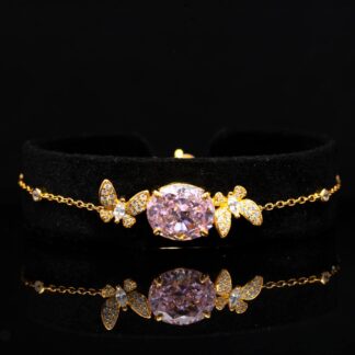 Maysun Pink Gold-Plated Bracelet in 925 Silver with Premium Simulated Diamonds