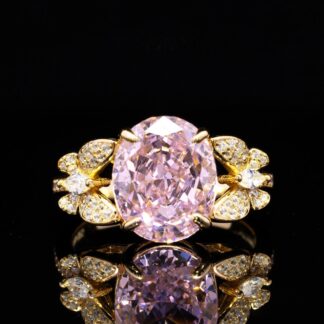 Maysun Pink Gold-Plated Ring in 925 Silver with Premium Simulated Diamonds