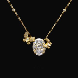 Maysun White Gold-Plated Necklace in 925 Silver with Premium Simulated Diamonds