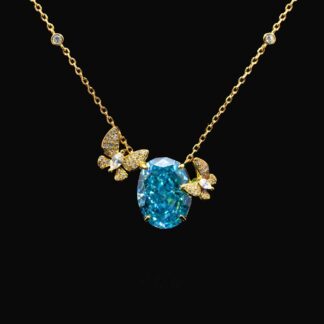 Maysun Baby blue Gold-Plated Necklace in 925 Silver with Premium Simulated Diamonds