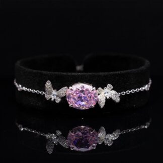 Omnia Maysun Pink Bracelet in 92.5 Silver with High Quality Simulated Diamonds