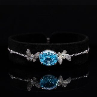 Omnia Maysun Baby Blue Bracelet in 92.5 Silver with High Quality Simulated Diamonds
