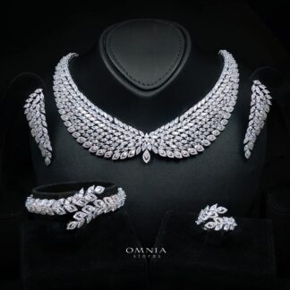 Omnia Safe Luxury Bridal White Full Set In High Quality Zircon Stone Rhodium Plated