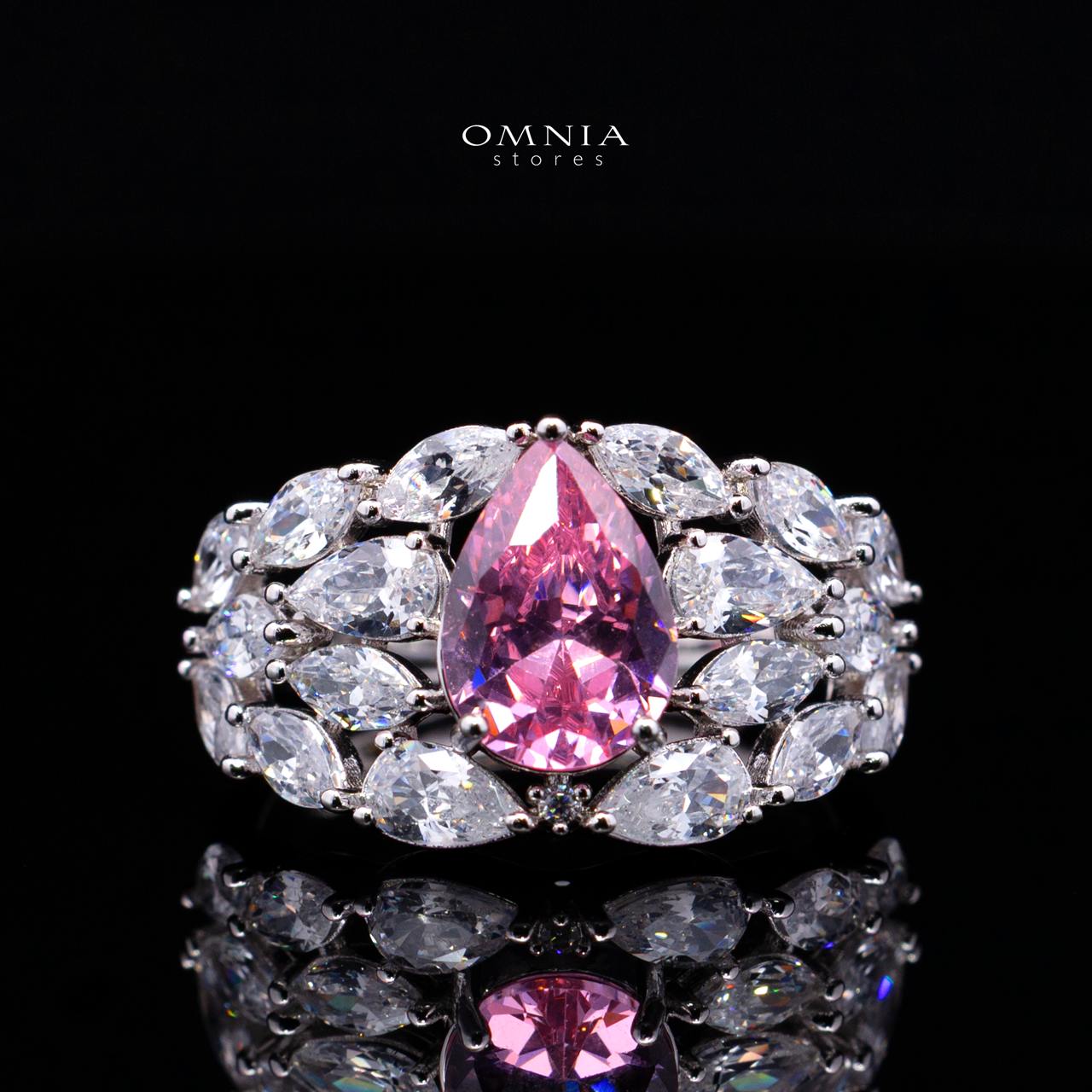 Omnia Nuray Pink Luxury Bridal Full Set Accessories in High Quality Zircon Stone in Rhodium Plated - Image 6