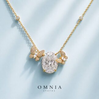 Maysun White Gold-Plated Necklace in 925 Silver with Premium Simulated Diamonds