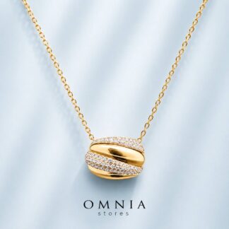 Omnia Elira Golden Necklace in 925 Silver with High-Quality White Simulated Diamonds
