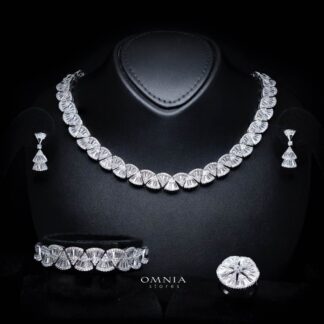 Sumaya White Bridal Full Jewelry Set – High Quality Zircon Stone Premium Rhodium-Plated