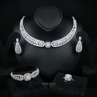 Marcella White Bridal Jewelry Set Premium Rhodium-Plated High-Quality Zircon Stones