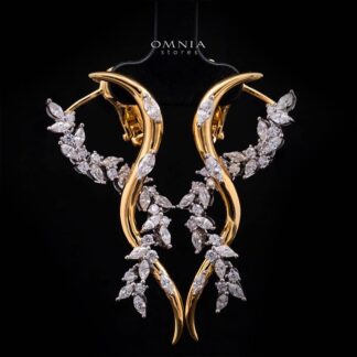Lucille Gold-Plated Drop Vine Earrings in 925 Silver with Premium Zircon Stones