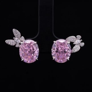 Omnia Maysun Pink Earrings in 925 Silver with High Quality Simulated Diamonds