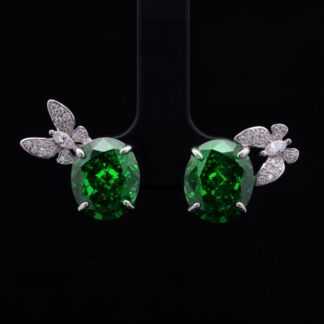 Omnia Maysun Earrings In 925 Silver High Quality Green Simulated Diamonds