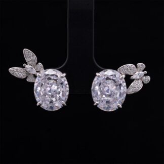 Omnia Maysun Pure White Earrings in 92.5 Silver with High Quality Simulated Diamonds