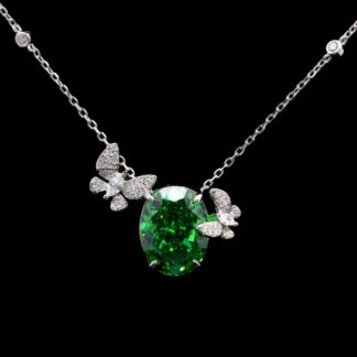 Omnia Maysun Necklace In 925 Silver High Quality Green Simulated Diamonds - Green