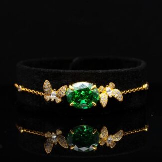 Maysun Green Gold-Plated Bracelet in 925 Silver with Premium Simulated Diamonds