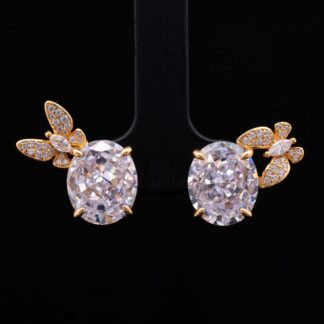 Maysun White Gold-Plated 925 Silver Earrings with Premium Simulated Diamonds