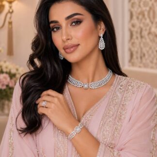 Marcella White Bridal Jewelry Set Premium Rhodium-Plated High-Quality Zircon Stones