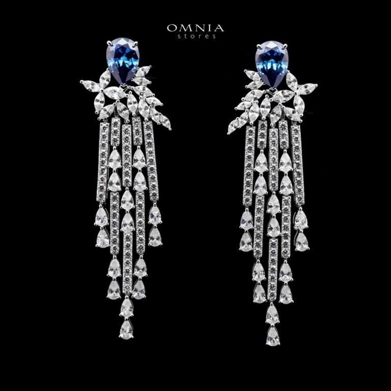 Omnia Vanya Blue Drop Earrings in 925 Silver with Pear-Cut High Quality Simulated Diamonds - Image 2