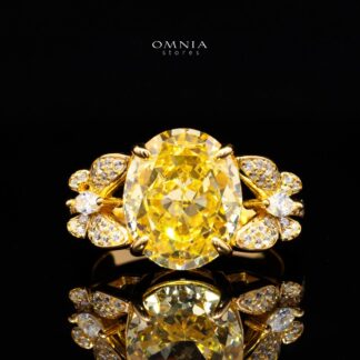 Maysun Yellow Gold-Plated Ring in 925 Silver with Premium Simulated Diamonds