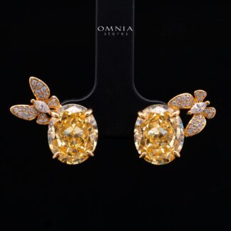 Maysun Yellow Gold-Plated 925 Silver Earrings with Premium Simulated Diamonds