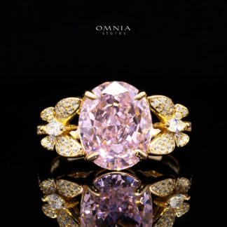 Maysun Pink Gold-Plated Ring in 925 Silver with Premium Simulated Diamonds