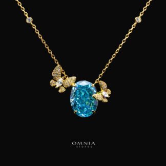 Maysun Baby blue Gold-Plated Necklace in 925 Silver with Premium Simulated Diamonds