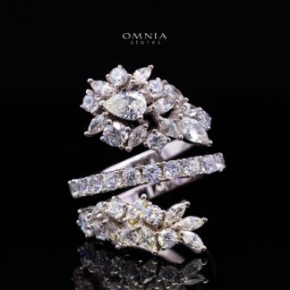 Raneen Ring with High Quality Premium Simulated Diamonds in 925 Silver