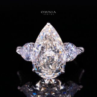 Maxene White Pear-Cut Solitaire Ring in 925 Silver with Premium Simulated diamond