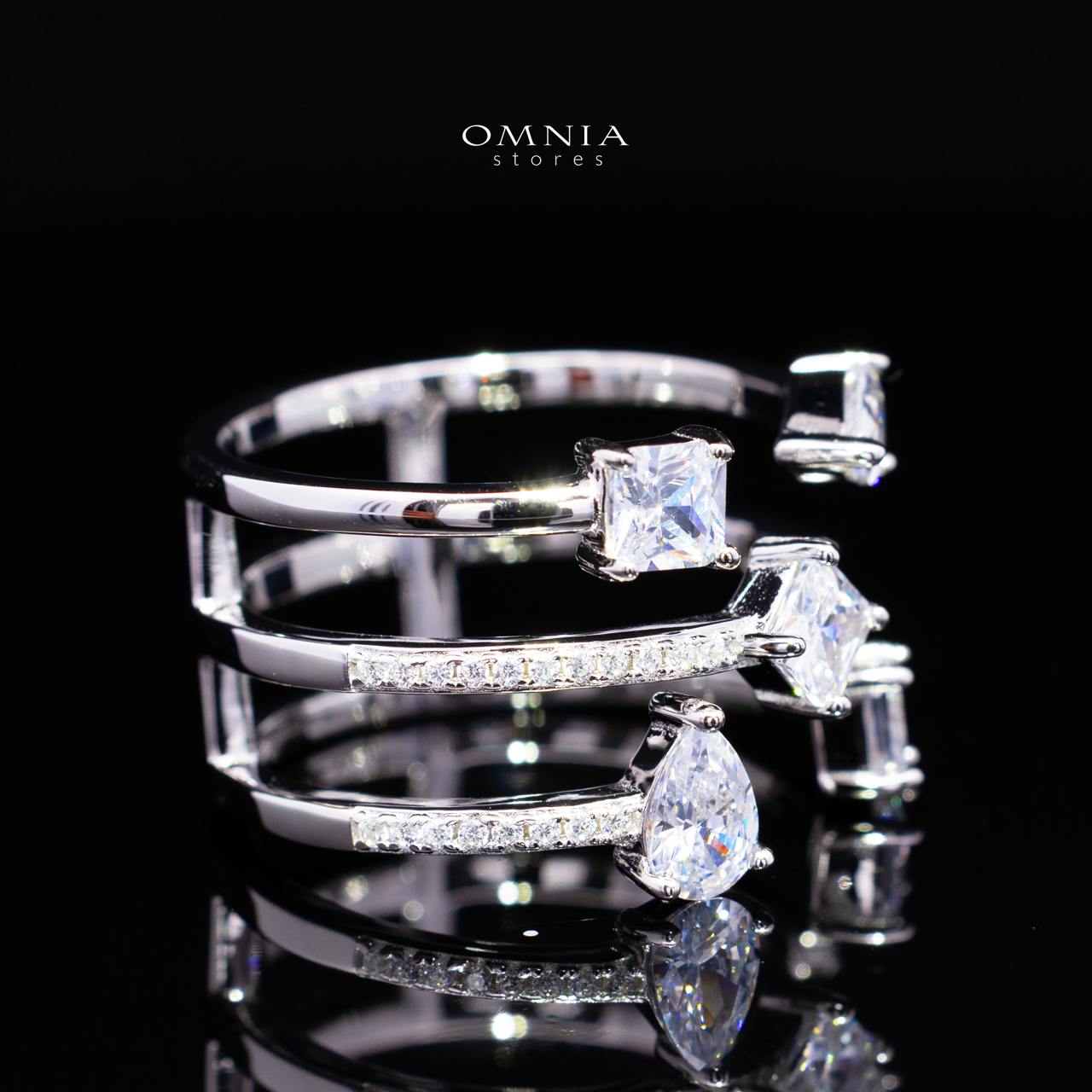 Kareenah White Open Cuff Ring in 925 Silver with Premium Simulated Diamonds - Image 3