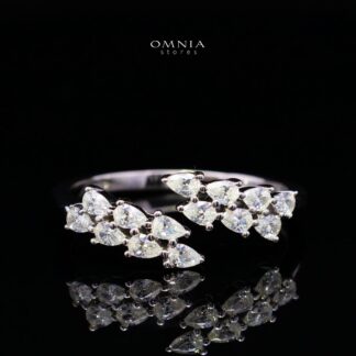 Vianna Crystal Vine Ring in 925 Silver with Premium Simulated Diamonds