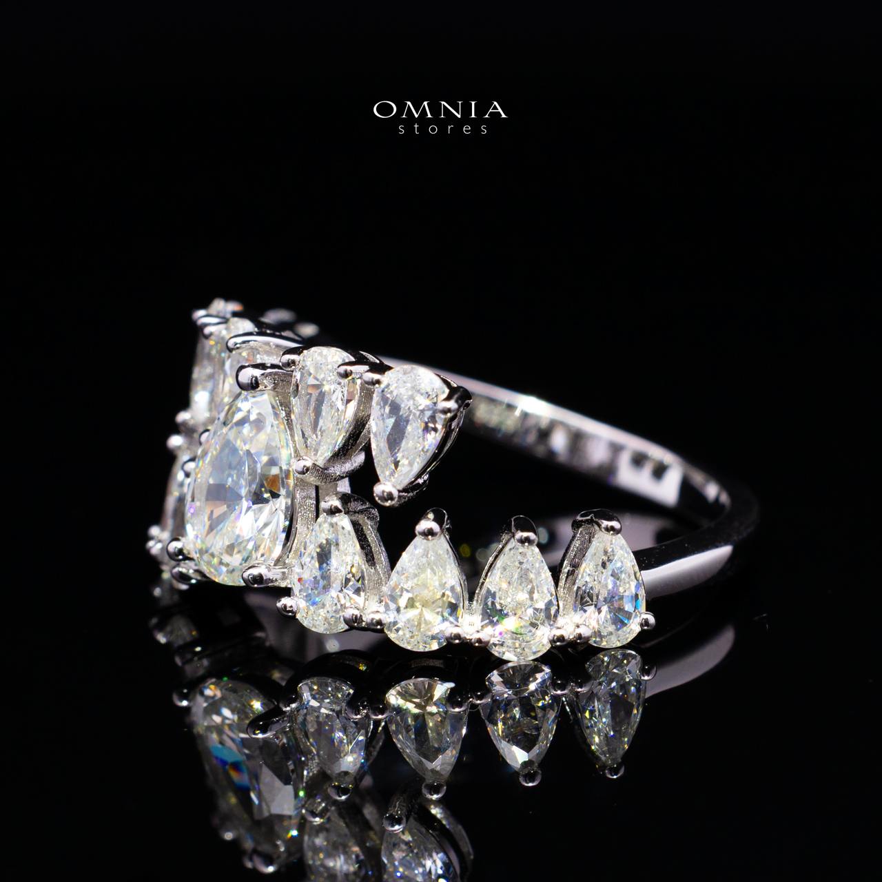 Cheska White Pear-Cut Halo Ring in 925 Silver with Premium Cubic Zirconia Stones - Image 2