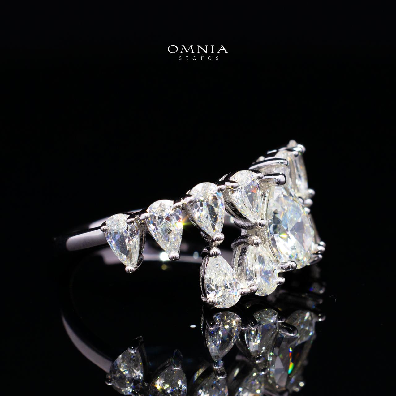 Cheska White Pear-Cut Halo Ring in 925 Silver with Premium Cubic Zirconia Stones - Image 3