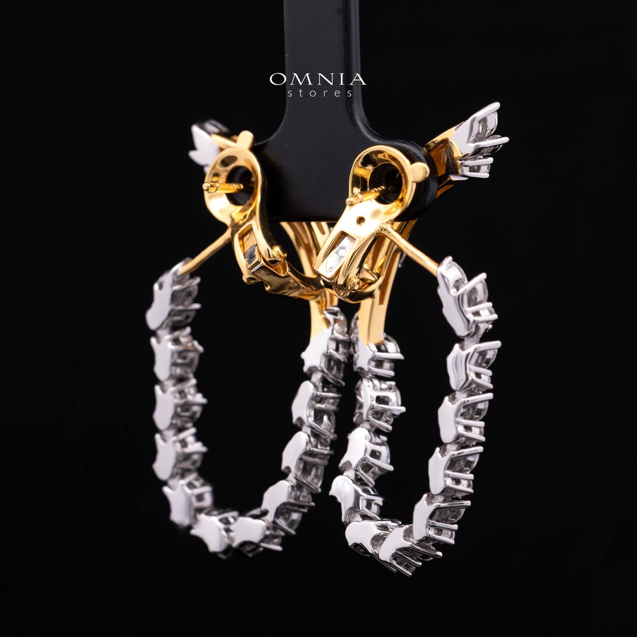 Julienne Golden Floral Hoop Clip-On Earrings in 925 Silver with Cubic Zirconia Stones - Image 3