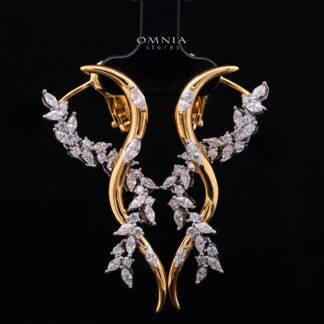 Lucille Gold-Plated Drop Vine Earrings in 925 Silver with Premium Zircon Stones