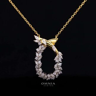 Julienne Golden Floral Necklace in 925 Silver with Cubic Zirconia Stones
