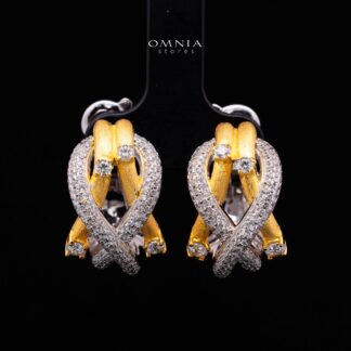 Zynera Clip-On Earrings Gold Plated with Premium Simulated Diamonds in 925 Sterling Silver