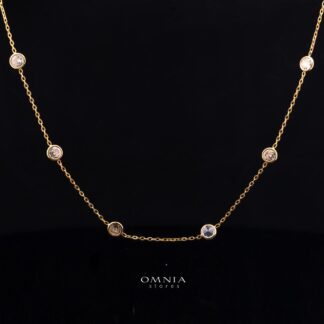 Celestara Gold-Plated Long Chain Necklace with Premium Simulated Diamonds in 925 Sterling Silver
