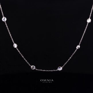 Celestara White Long Chain Necklace with Premium Simulated Diamonds in 925 Sterling Silver
