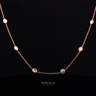 Celestara Rose Gold Long Chain Necklace with Premium Simulated Diamonds in 925 Sterling Silver