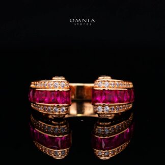 Isalyn Ruby Red Ring with High Quality Simulated  Diamond in 925 Silver
