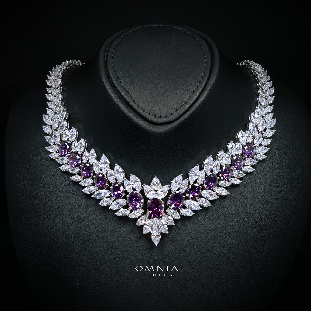 Omnia Buthaina Purple Bridal Full Set High Quality Simulated Diamonds - Image 2