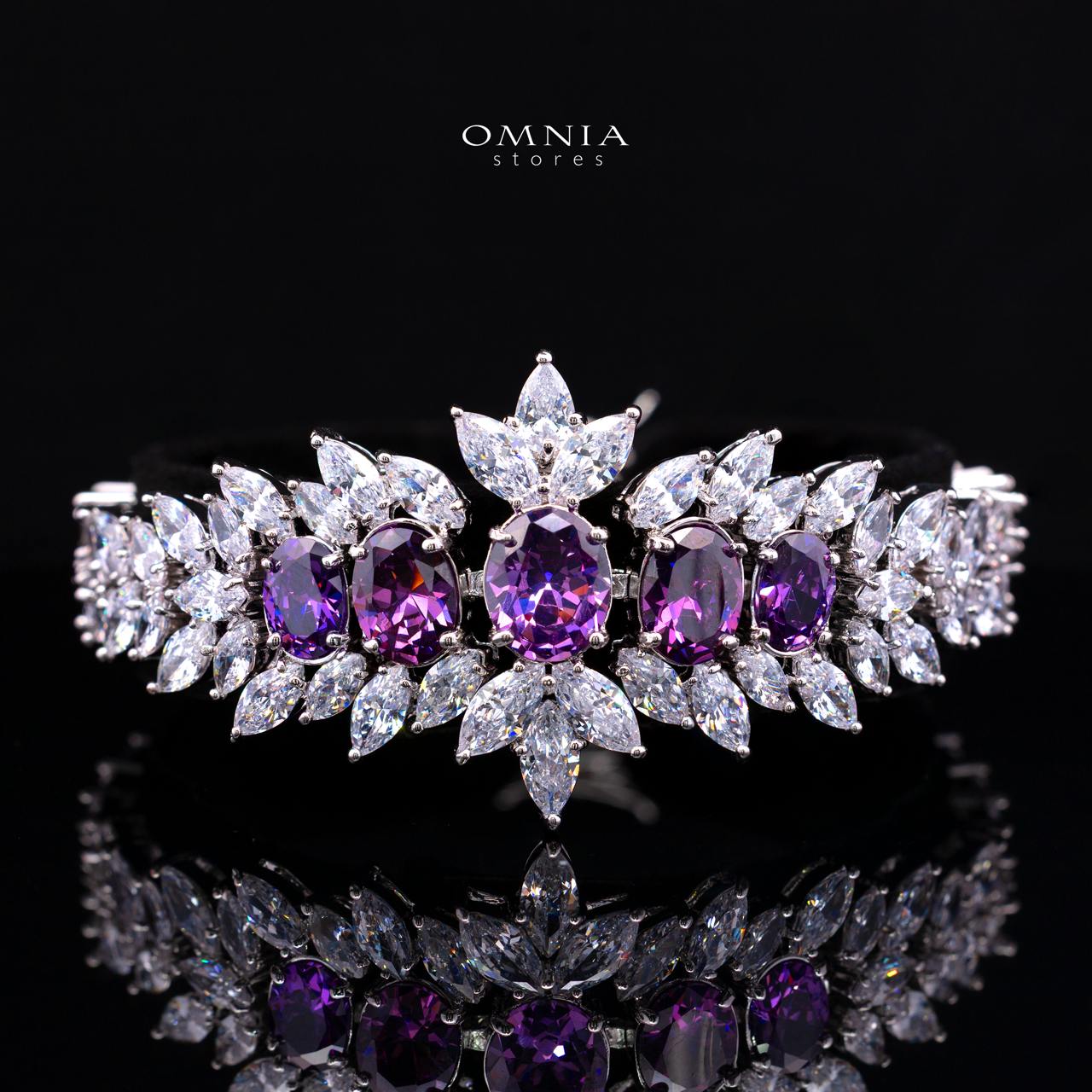 Omnia Buthaina Purple Bridal Full Set High Quality Simulated Diamonds - Image 3