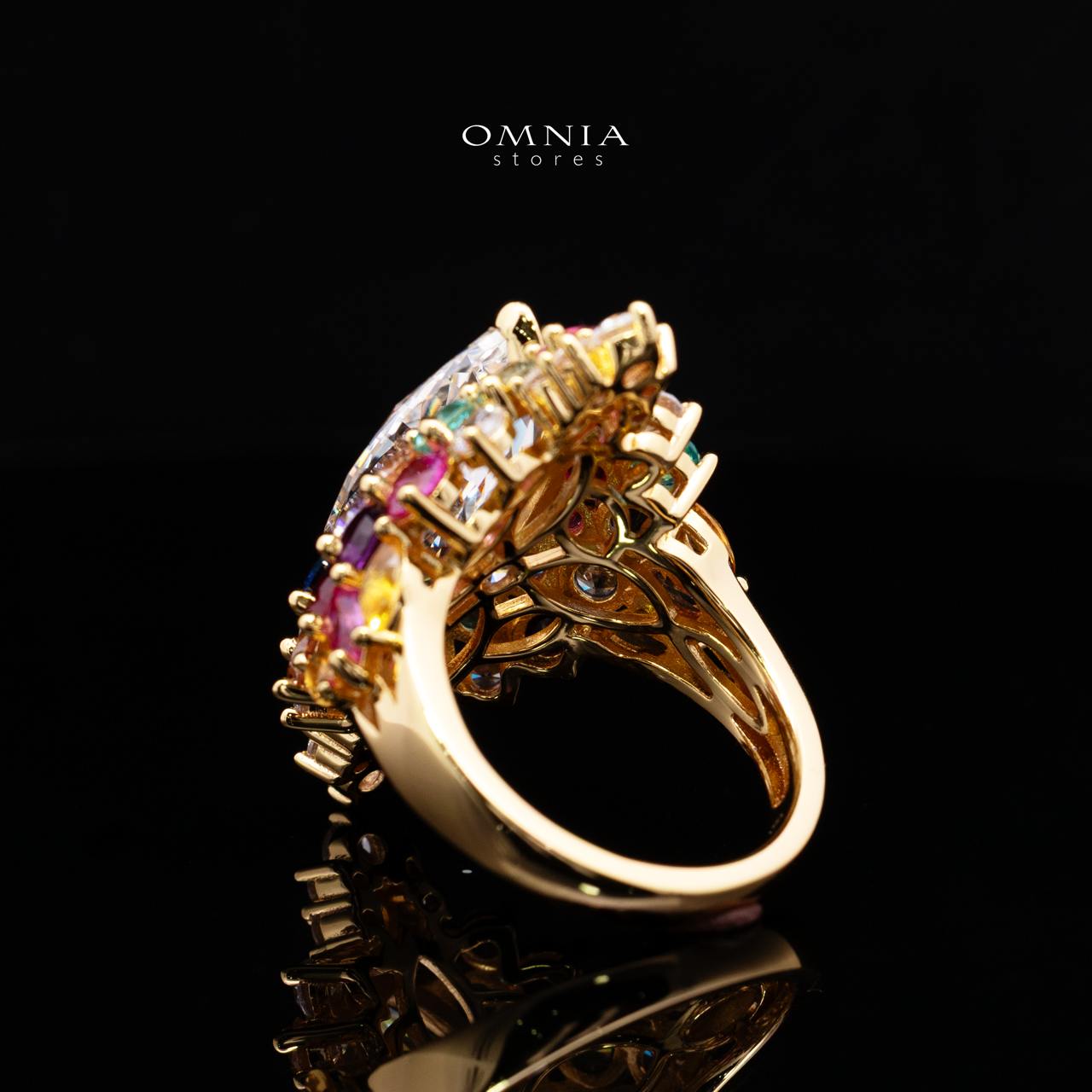 Azelene Royal Marquise Cut Simulated Diamond Multi-Color Crystal 925 Sterling Silver Ring - Image 4