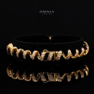 Maristela Spiral Ribbon Twist Gold-Plated Bracelet with Premium Simulated Diamonds in 925 Sterling Silver