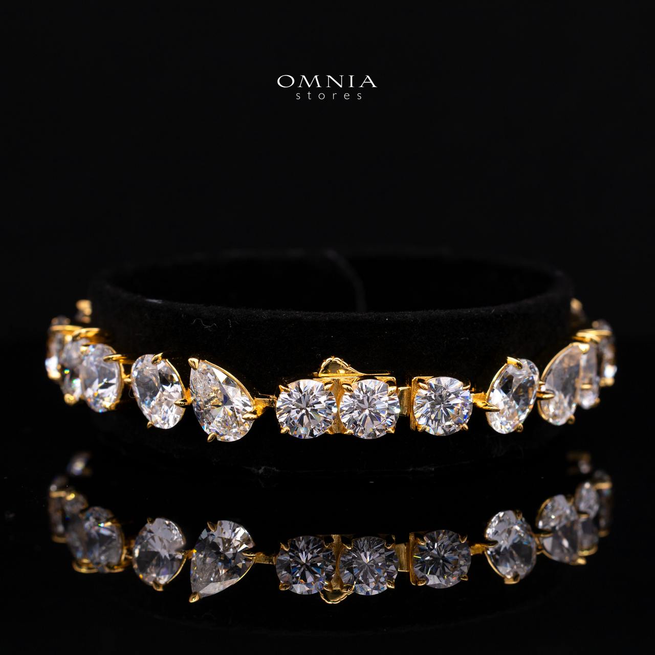 Mirelith Mixed Fancy Cut Bracelet Gold Plated 925 Sterling Silver with Premium Simulated Diamonds - Image 2
