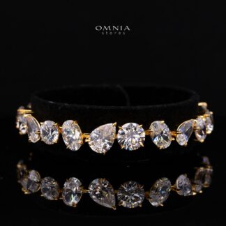 Mirelith Mixed Fancy Cut Bracelet Gold Plated 925 Sterling Silver with Premium Simulated Diamonds