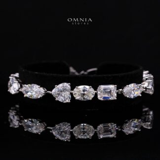 Elaria Multi-Shape Charm Eternity Bracelet with Premium Simulated Diamonds in 925 Sterling Silver