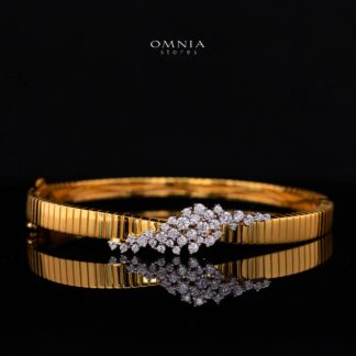 Avielle Tubogas Cluster Gold-Plated Bangle with Premium Simulated Diamonds in 925 Sterling Silver