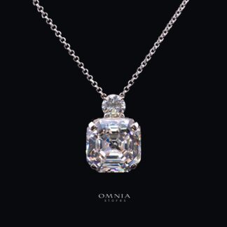 Velaria Asscher-Cut Canary White Pendant Necklace with Premium Simulated Diamonds in 925 Sterling Silver